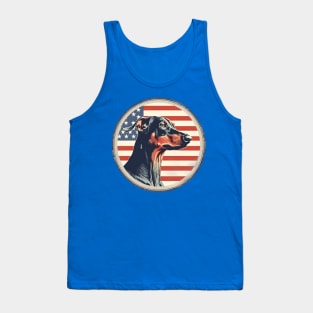 Dobermann on a vintage distressed American flag Tank Top